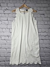 J Crew Eyelet Trim Sleeveless Knit Dress In White Cotton Body Size M