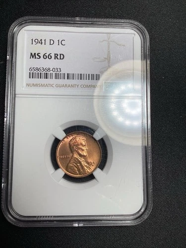 Beautiful High Grade 1941-D Lincoln Cent.  NGC GRADED MS66 RED