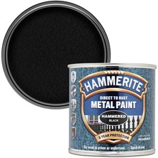 Hammerite Direct to Rust Metal Paint Hammered Black 250ml 8 Year Protection