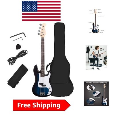 Durable 4-String Electric Bass Guitar - Rose Fingerboard & Complete Accessories