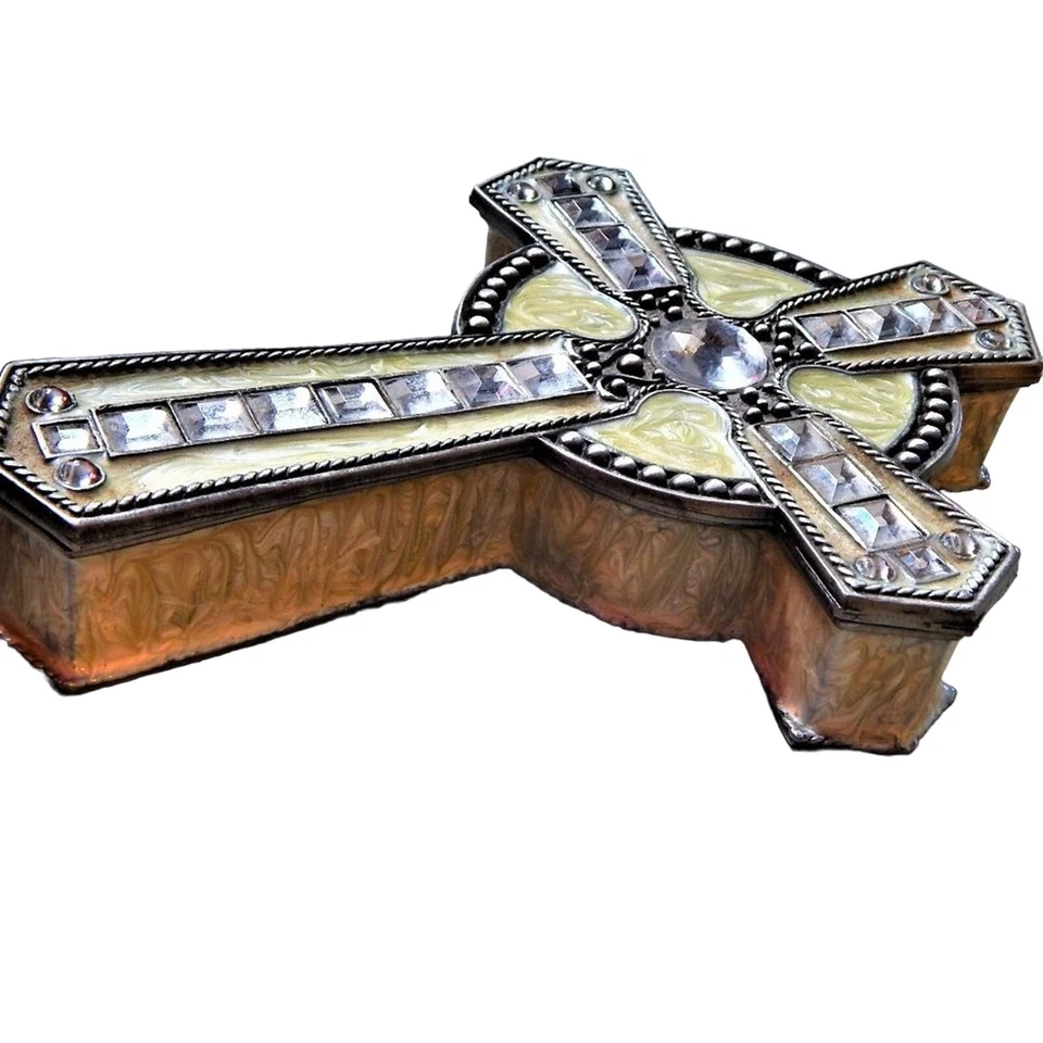 Cativante caixa de bugigangas cruz celta strass 6" - Imagem 3 de 4