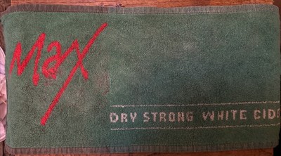 Vintage Max Dry starkes weißes Apfelwein Bar Handtuch für Männerhöhle oder Bar