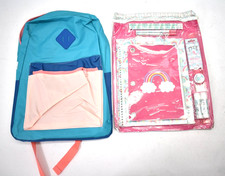 Kids Backpack Back To School Pack w Notebook/Eraser/Glue/Notebook Rainbow Design