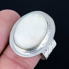 Beautiful Scolecite Gemstone Handmade 925 Sterling Silver Ring Size 9.5