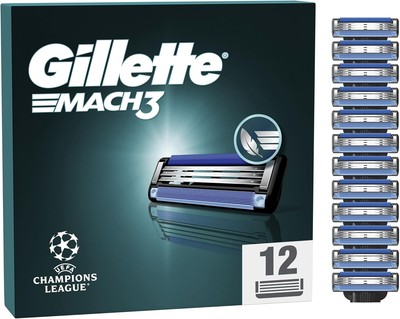 Gillette Mach3 Rasierklingen Herren, 12 Rasierklingen Nachfüller Nagelneu Versiegelt