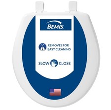 Bemis 730SLEC Slow Close Toilet Seat, Easy Clean Hinges and Round, White