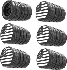 Tire Valve Stem Caps, Black, 6 pcs/Pack, Anodized Aluminum Tire Valve Cap Set, C
