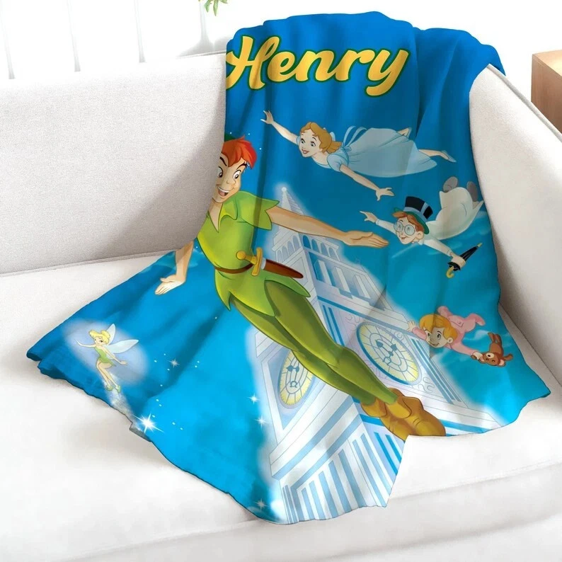 Disney Peter Pan Flying Fantasy Night Customize Fleece Blanket, Fleece Blanket