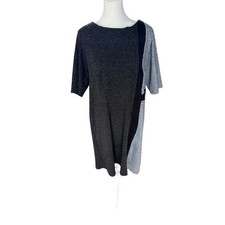 Avenue Plus size black & gray short sleeve dress