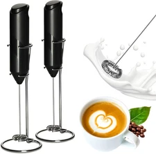 YSSOA Electric Milk Frother Handheld with Stainless Steel Stand Battery Operated