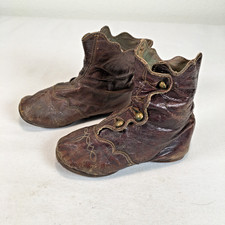 Antique Victorian Toddler Child Leather High Top Boots Button Up Scalloped 2