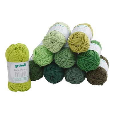 Gründl Cotton Quick Mini Shades of Green 10er Set 37.5m 15g Strickgarn