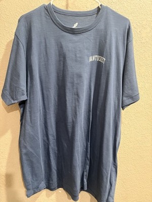 Blue Nantucket t shirt with Nantucket graphic on back