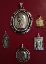 Vintage Religious Themed Pendants. Virgin Mary. Lot Of 5. 
