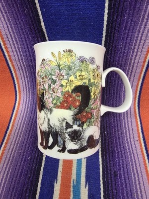 Vintage Dunoon Fine Bone China Mug Cup ''Sophisticats'' Painted Cat Coffee Tea