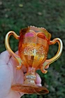 ANTIQUE FENTON ORANGE TREE CARNIVAL GLASS LOVING CUP - MARIGOLD