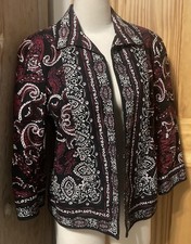 Coldwater Creek Paisley Western Boho Tribal MOD Blazer Jacket Cotton Sz 12 EUC