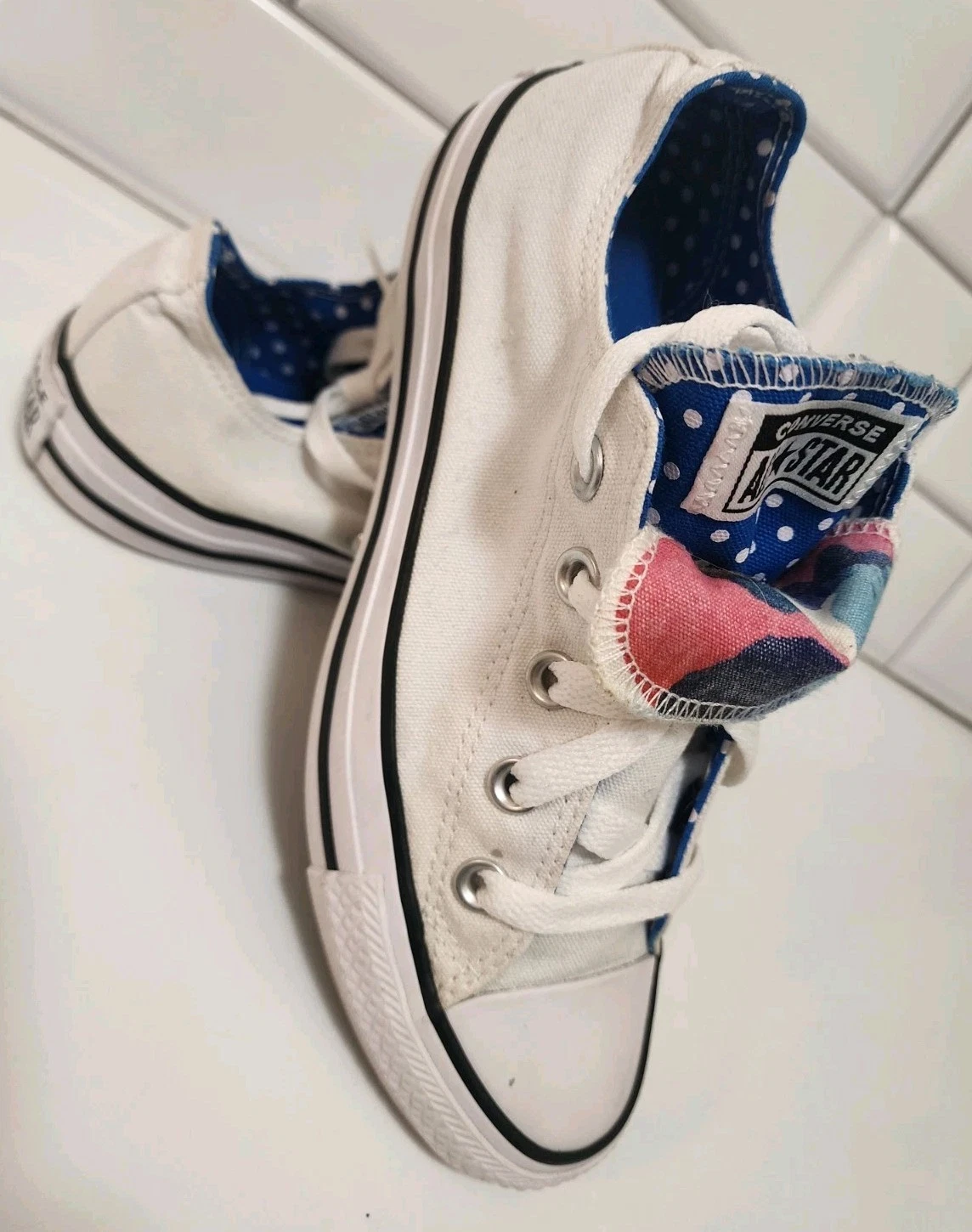Sneakers Converse ALL STAR donna doppia lingua tela bianca