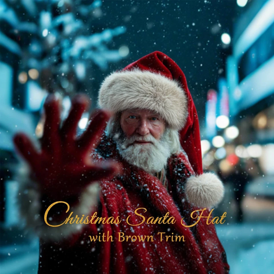 Sombrero de Papá Noel de lujo para adultos 1 pieza terciopelo cómodo piel extra gruesa Navidad Foto 3 de 4