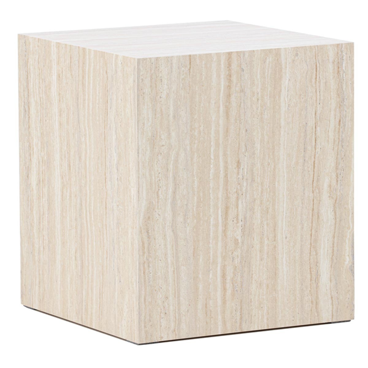 Table d'appoint effet travertin York beige petite table basse ronde 45cm
