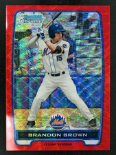 2012 Bowman #BCP49 Brandon Brown /25 Red Wave Refractor Chrome Prospects Mets