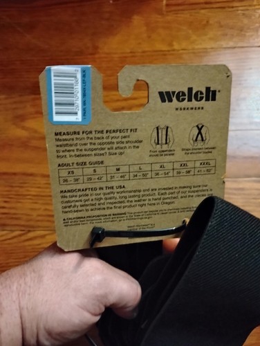 Welch 2" Work X Back Suspender XL BLACK American Made - Picture 2 of 3