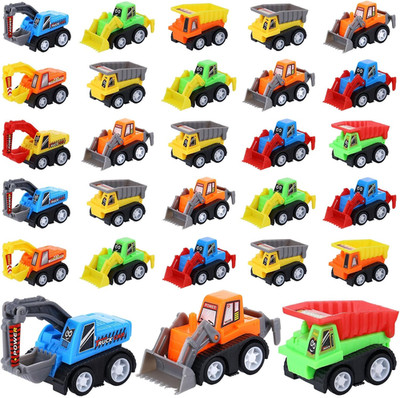 Mini Construction Car Toys Pull Back Vehicles Excavator Truck Tractor Kids Party