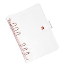 PVC A6 Clear Binder Cover with Snap Button Closure 6 Ring, Rose Gold