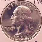 1963 Washington Quarter- Silver- Choice Gem Proof Luster