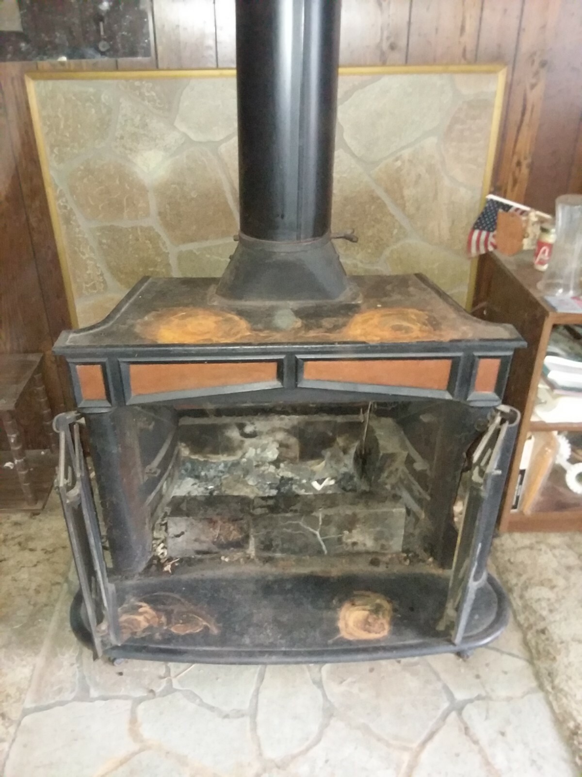 Franklin Wood Burning Stove Fireplace Cast Iron 70s | eBay