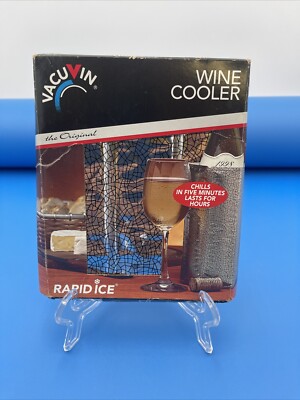 VACU VIN Rapid Ice Wine Drink Cooler, Wine Chiller Silver 5 min Chill BottleNOS
