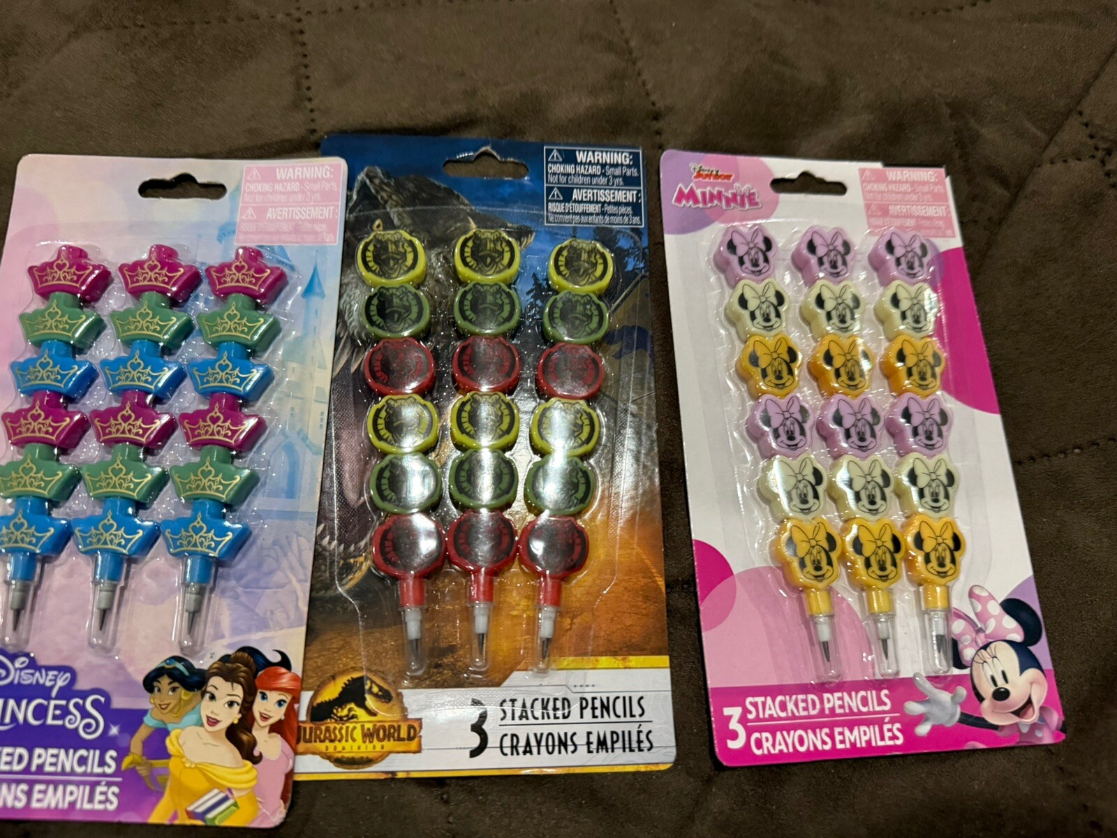 3-Pack Stacked Collectible Pencils Featuring Minnie Princess Jurassic World-image
