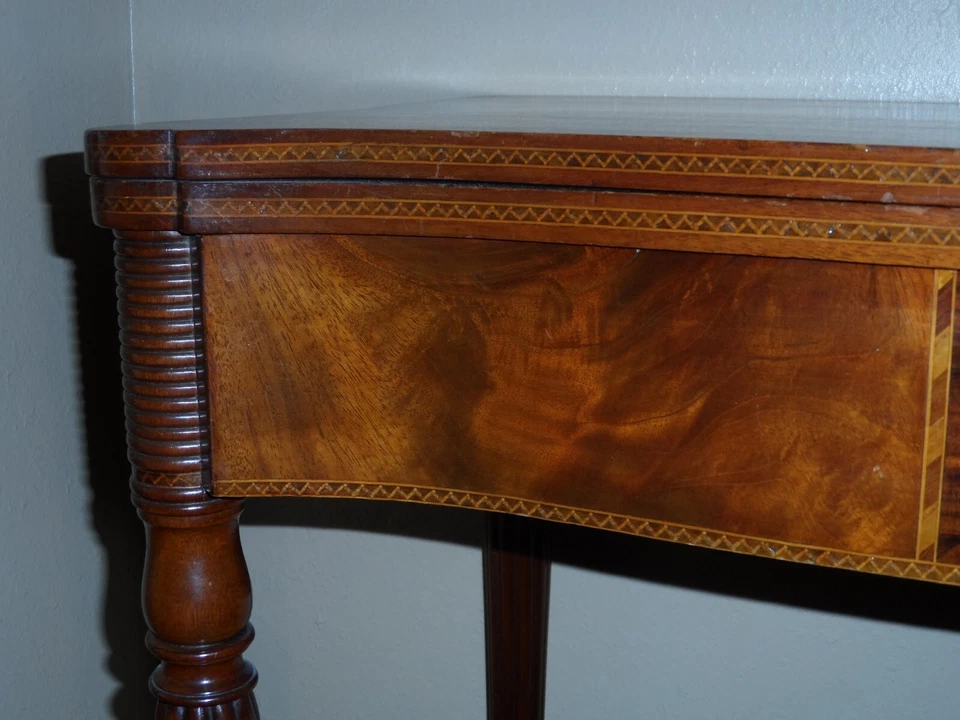 Antigua mesa de cartas plegable serpentina de mediados del siglo XIX ~ESCASA~ Foto 4 de 4