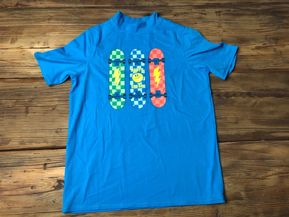 ✔️Camisa de natación Lands End grande 14-16 protección contra erupciones camisa para el sol patinador skateboarding Sk8 Foto 3 de 4