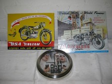 Barset 3tlg. Wanduhr + Werbeblechschild Werbung Blechschild Motorrad Werbeschild