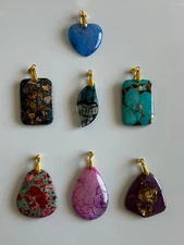 NATURAL GEMSTONE  PENDANTS  WITH GOLD PLATED CLASP ACCUMILATED WORLDWIDE
