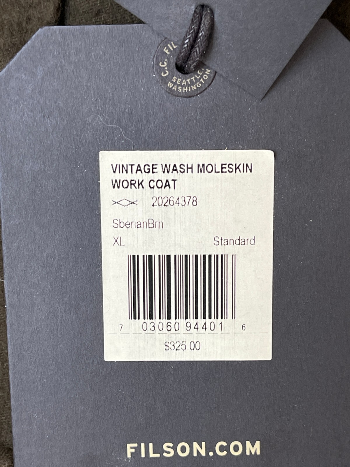 NWT Filson Vintage Wash Moleskin Work Coat XL 20264378 eBay