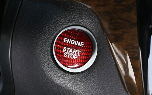 ~For Benz G-Class 19-21 Red Carbon Fiber Ignition Switch Start Button Frame Trim - Foto 3 di 7