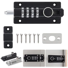 Combination Locking Bolt, 4 Digit Door Security Slide Latch Lock for Shed Gate