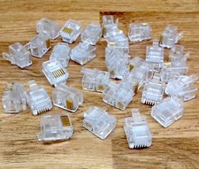 30 RJ11 RJ12 6p6c Crimp Plug Ends ADSL VDSL Cable Connector Plug Telephone 6Pin