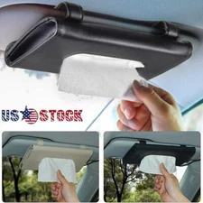 Universal Car Tissue Box PU Leather Organizer Sun Visor Holder Paper Towel Clip