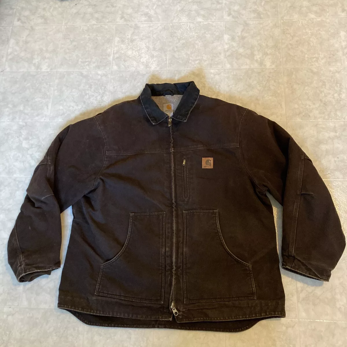 Carhartt C61 Sherpa-Lined Duck Coat Jacket 2XL Regular Brown Zip C61 DKB No  Hood | eBay