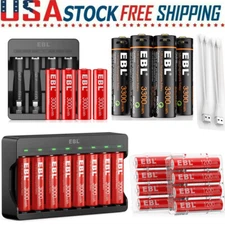 AAA AA Li-ion Rechargeable 1200/3000mWh Lithium Batteries / Charger Upgrade Lot