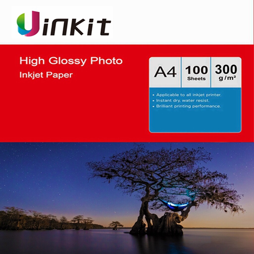 A4 Photo Paper High Glossy - 100Sheets Heavy Thick 300Gsm Inkjet Paper Uinkit