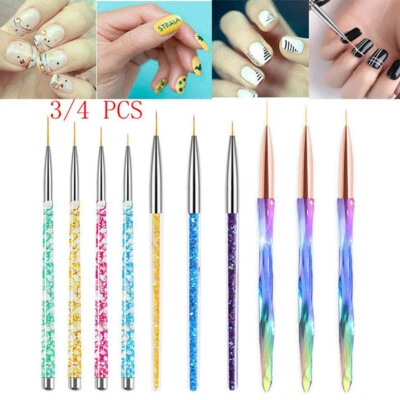 MARKENLOS 4/3Pcs Nail Art Pen Dotting Painting Drawing Uv Gel Liner Polish Brush Tool ↑