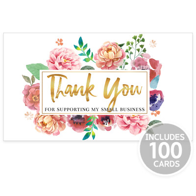 Thank You Cards Small Business (3.5 x 2 Inches - 100 pcs, 300GSM) by Modern 5th