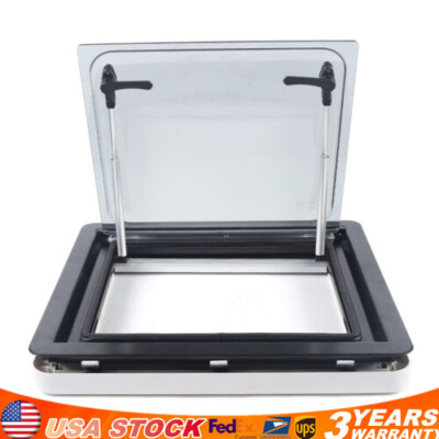 RV Caravan Hinged Push Out Window Top-Hung Camper Skylight Hatch Vents 450*500mm