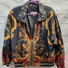 Vintage Giacca Sport Vintage Jacket Medium Black Gold Zipper Over Sized