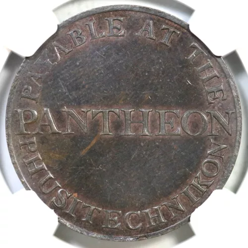 1802 D&H-350 NGC MS 63 BN DUBLIN - PANTHEON Pl Edge Ireland Conder Token 1/2p