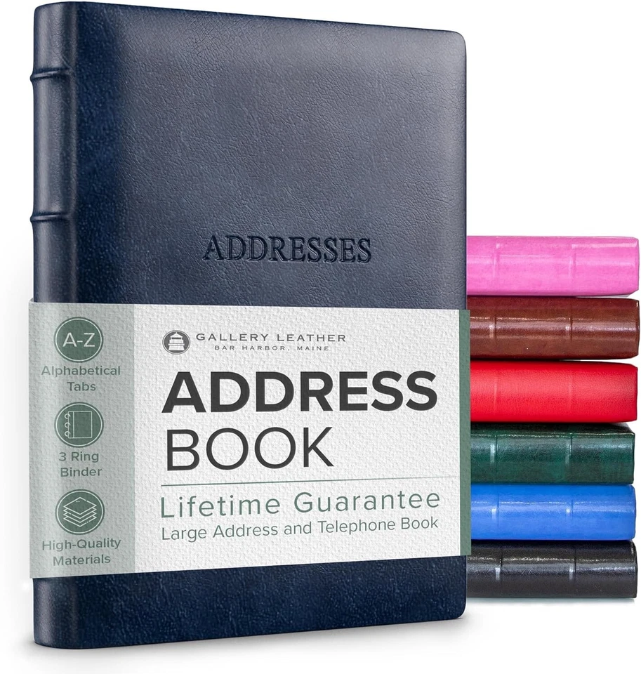 Stylish 9x7 Address Book with 480 Records - Hardbound and Bonded Leather Finish - Image 3 of 4